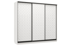 Шкафы-купе 3-х дверные, Шкаф-купе Премьер 60 (01РБ;01РБ;01РБ) фасады ромб белый/трёхдверный/Профиль чёрный муар
