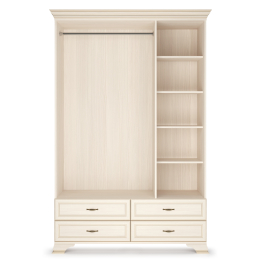 Шкаф трехдверный Сиена, с зеркалами, бодега белый, патина золото