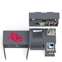 Открытая полка Мори 900 с компьютерным столом Мори МС-6 правый и тумбочкой с дверками