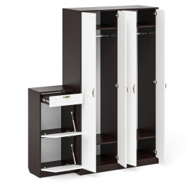 Тумба для обуви две секции и два шкафа в прихожую П-6 № 13 МДФ фрезеровка прованс