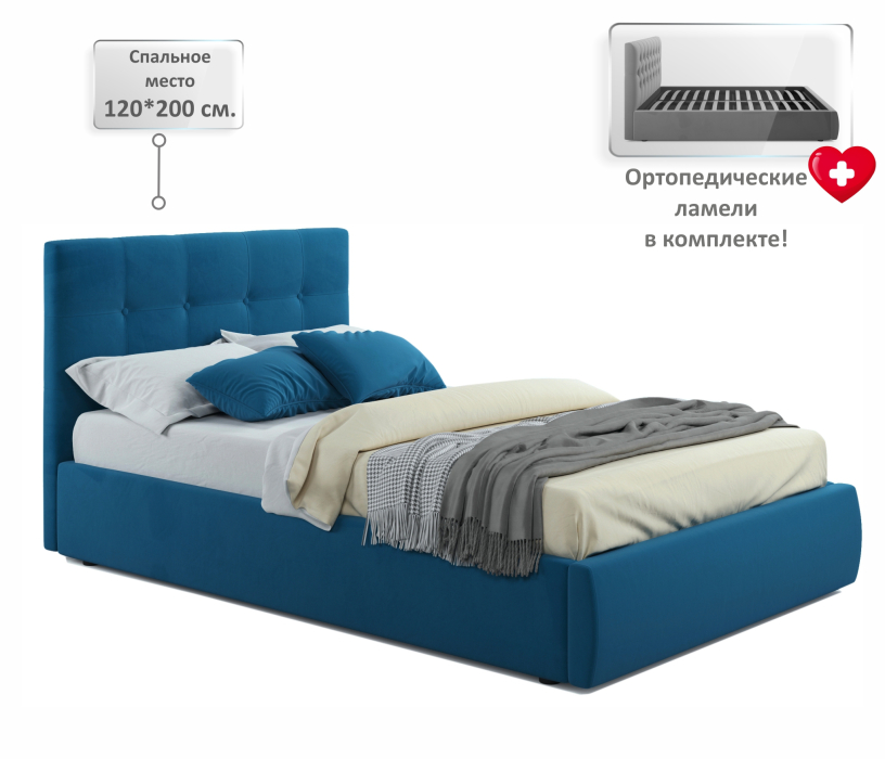 Мягкая кровать, Мягкая кровать Selesta 1200 с ортопедическим основанием с матрасом ГОСТ
