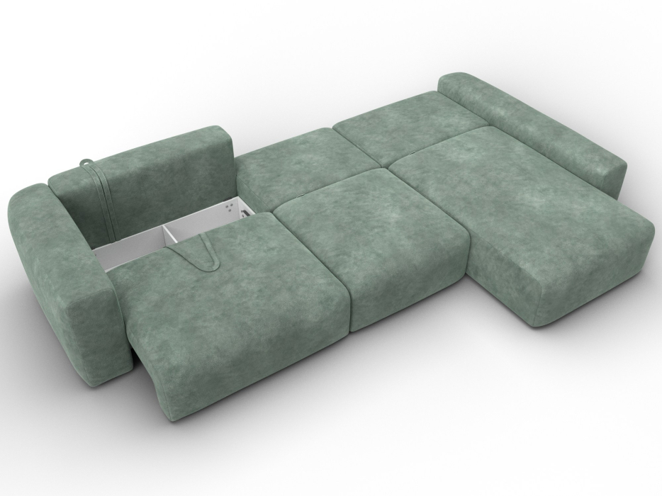 Диваны угловые в гостиную, Диван угловой Лига-066 НПБ Лонг угол правый, велюр BRUT