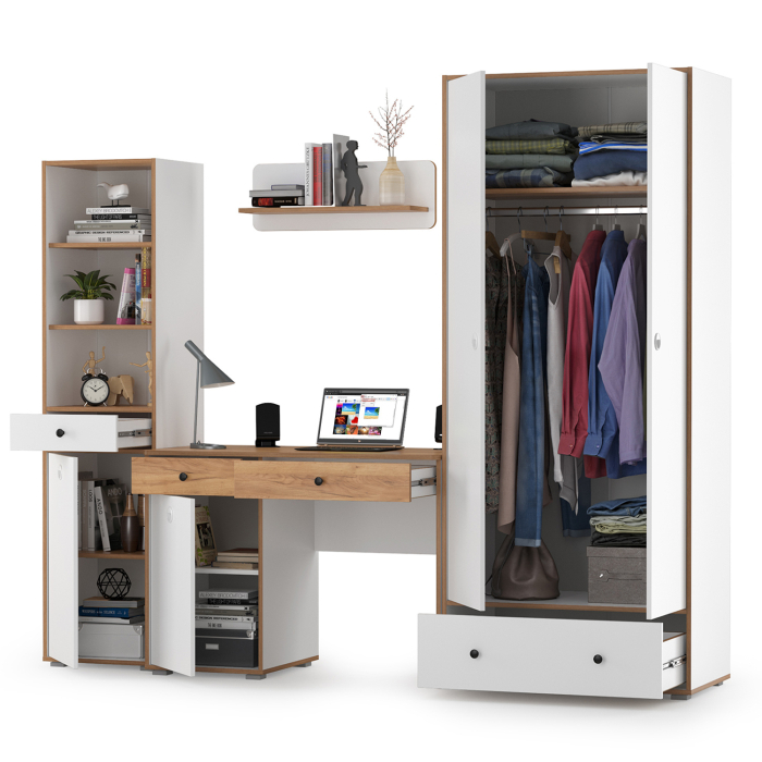 Офисная мебель, Молодёжная мебельная стенка Вуди № 22