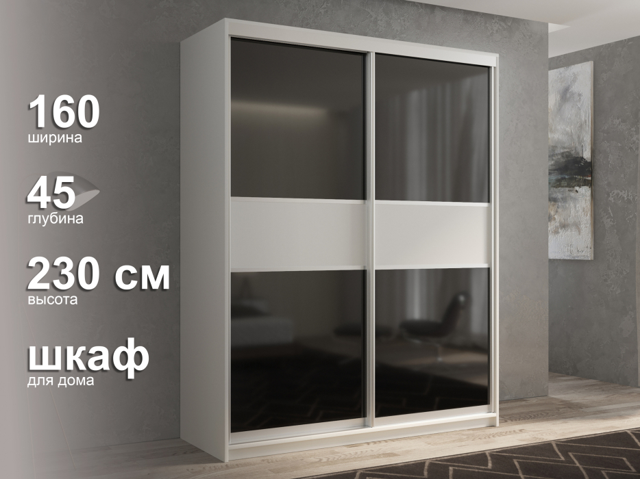 Шкафы-купе 2-х дверные, Шкаф-купе 2х дверный Кааппи 12 160х45