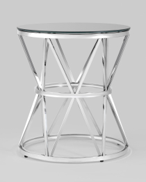 Журнальный стол ВИВА 50х50 (Стекло черное/Сталь серебро)