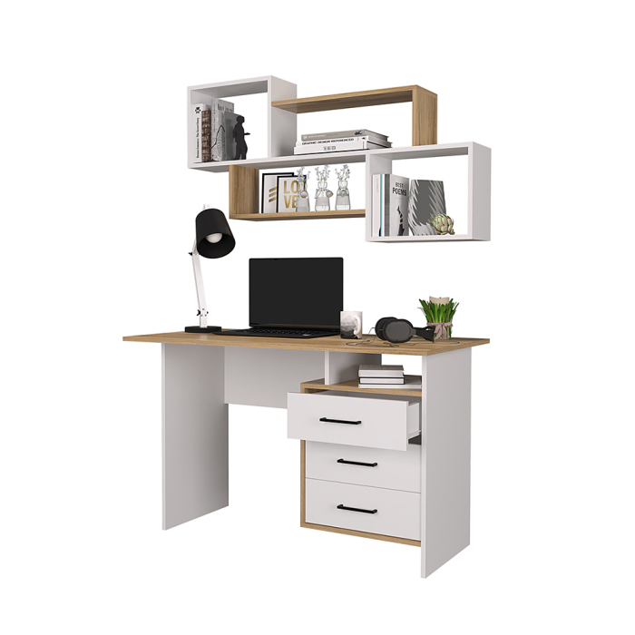 Детские столы, Стол компьютерный Лайт, крафт золото, белый