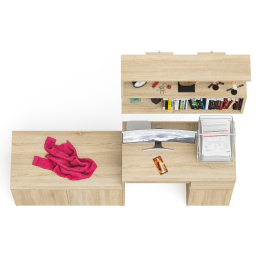 Стол компьютерный однотумбовый Мори МС-1 правый с верхней полкой 900 и тумбой