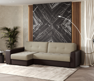 Диван-кровать угловой Атланта 2 еврокнижка,велюр+экокожа