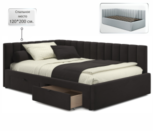 Мягкая кровать-тахта Milena 1200 c ящиками