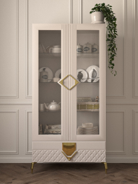 Шкаф витрина распашной 2-дверный Савелья кашемир