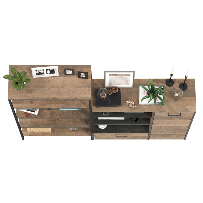 Стенки для гостиной, Стеллаж с полками и комод Трувор