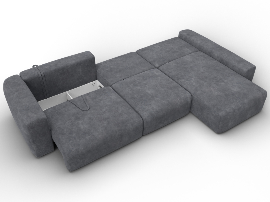 Диваны угловые в гостиную, Диван угловой Лига-066 НПБ Лонг угол правый, велюр BRUT