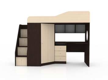 Кровать чердак Кадет 1 с универсальной лестницей, Венге