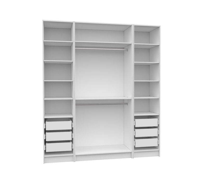 Шкафы распашные, Шкаф 4-х дверный с фасадом МДФ/Зеркало Оскар (компл.11)