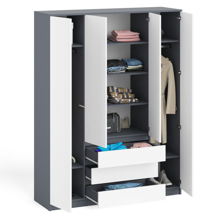 Шкафы распашные, Шкаф-комод с тремя ящиками и четырьмя дверками Мори МШ1600.1