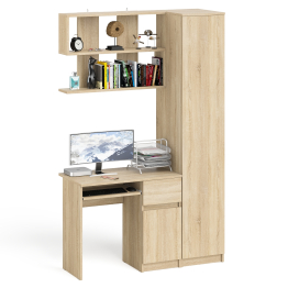 Пенал Мори однодверный на 400.1 с компьютерным столом Мори МС-1 правый и полкой 900