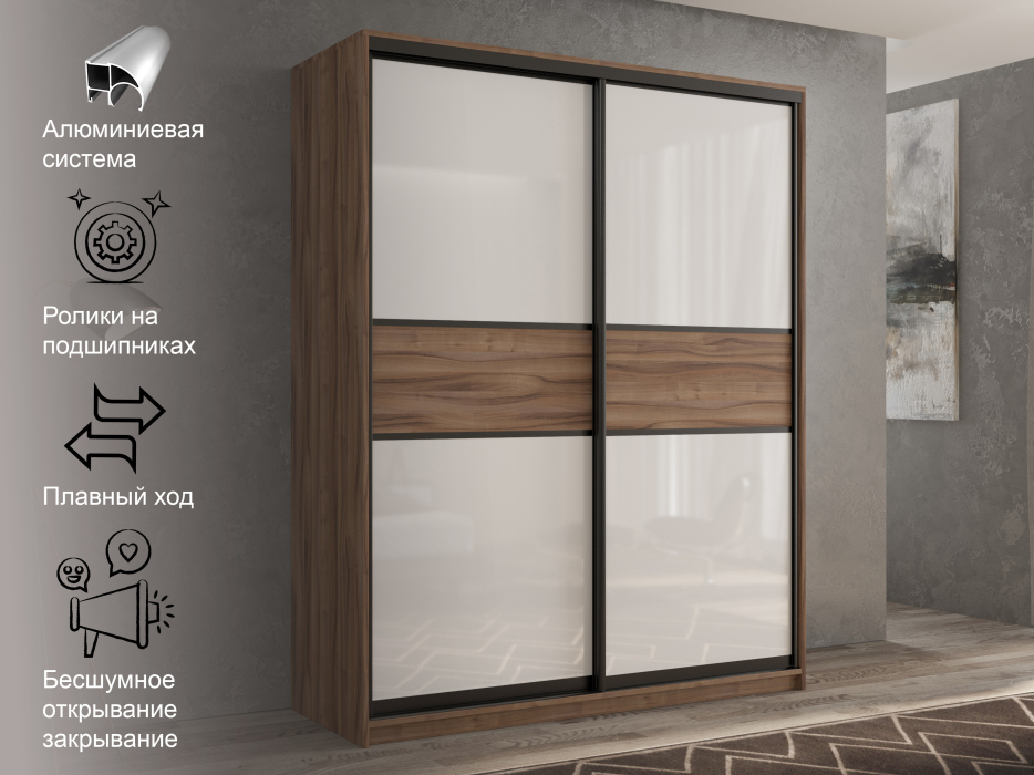 Шкафы-купе 2-х дверные, Шкаф-купе 2х дверный Кааппи 11 120х45