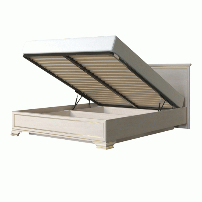 Кровати 140 см, Кровать-1 Сиена, с подъемным ортопедическим основанием, 1400, бодега белый, патина золото