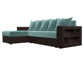 Диван угловой Дубай Лайт, велюр/экокожа, левый угол