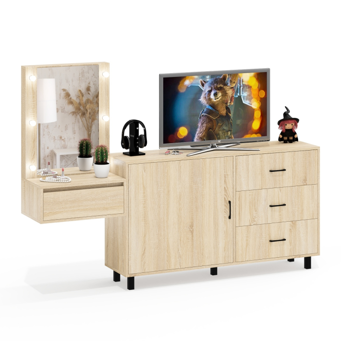 Туалетные столики, Стол косметический навесной с подсветкой и комод 122-1504