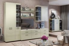 Стенки для гостиной, Модульная гостиная Грейс композиция 5  Серый Кашемир