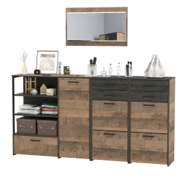 Навесное зеркало в прихожую Трувор с обувницами и комодом-тумбой