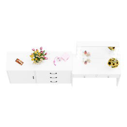 Стол туалетный для спальни с лампочками СТ-5 и тумба-комод 122-1204