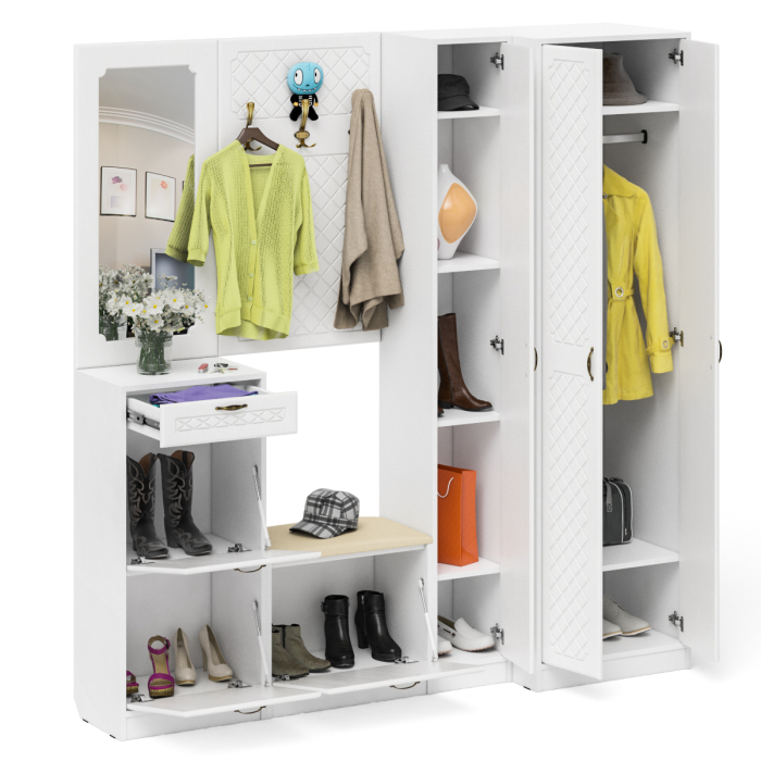 Прихожие, Полный набор мебели для прихожей П-6 компоновка № 31 МДФ фрезеровка ромб