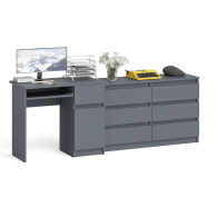 Домашние кабинеты, Компьютерный стол МС-1 с дверкой и ящиком справа и комодом на 1200 6 ящиков Мори