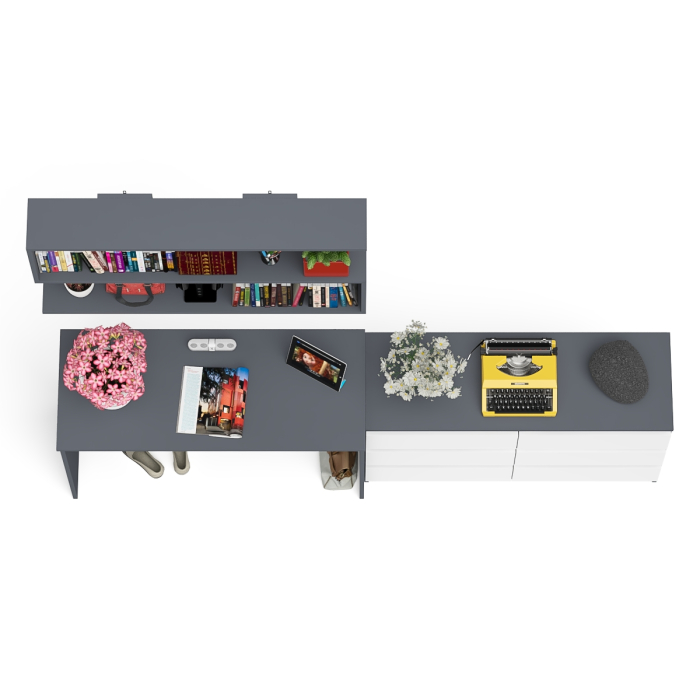 Прямые компьютерные столы, Мори стол письменный 1200.1 с полкой 1200 и широким комодом