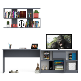 Тумба большая с дверками и нишами с письменным столом Мори и верхней полкой на 1200