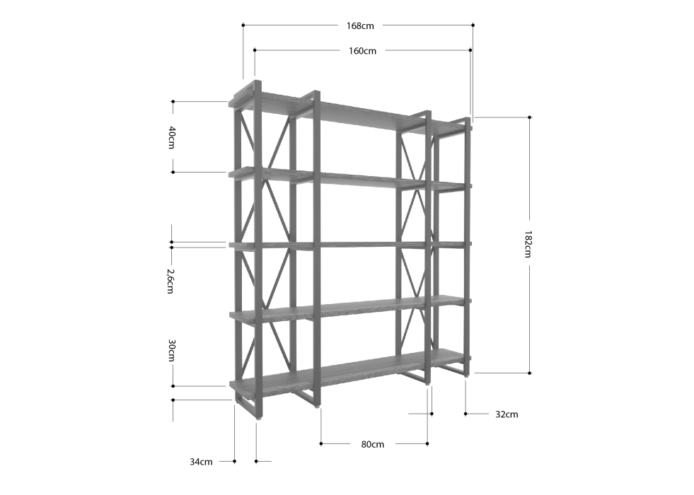 Стеллажи, Стеллаж Айсберг Лофт 160х182-4 v3 белый