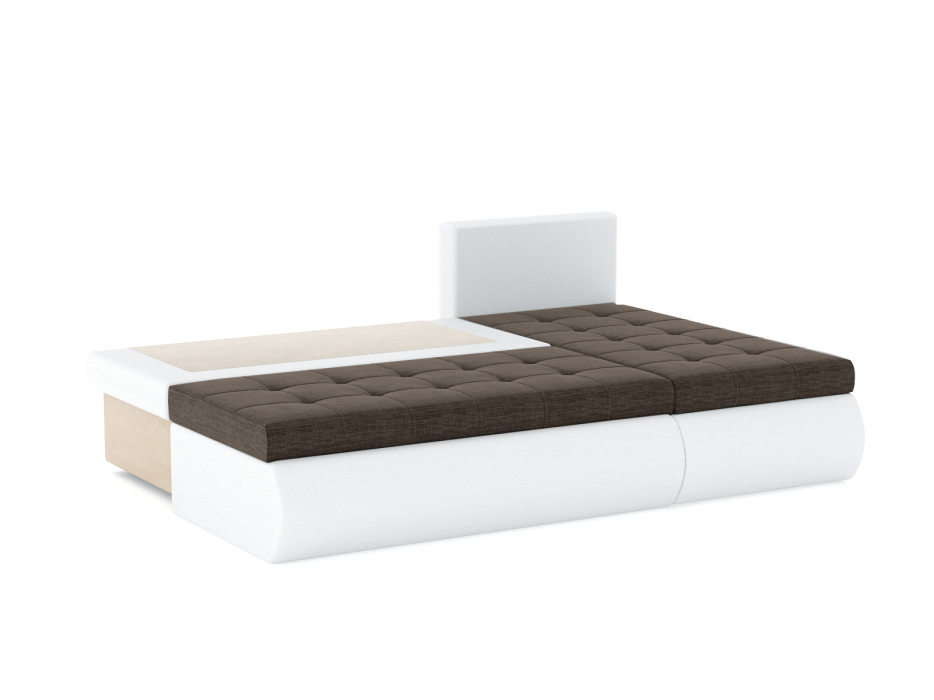 Диваны угловые в гостиную, Диван-кровать угловой Кормак без подлокотников, рогожка +кож.зам белый