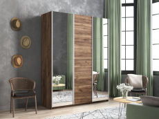 Шкафы-купе 3-х дверные, Шкаф Прайм трио 1ДСП+2 зеркало 2300х2100х570