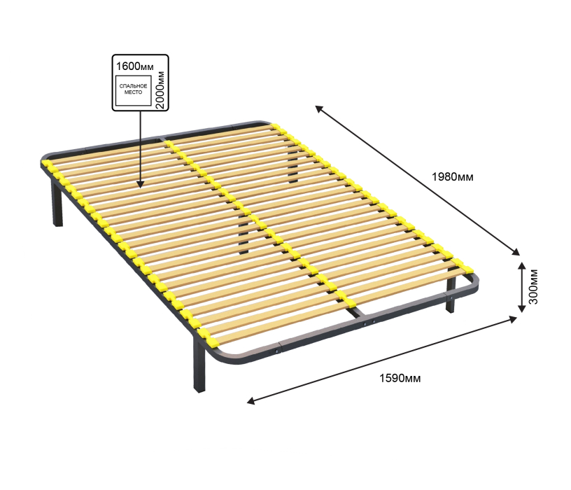 Ортопедические основания, Ортопедическое основание 160х200 см с узкой ламелью