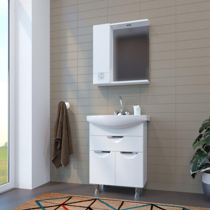 Стеллажи и полки, Шкаф навесной КВАДРО-65 левый с подсветкой (ПВХ)