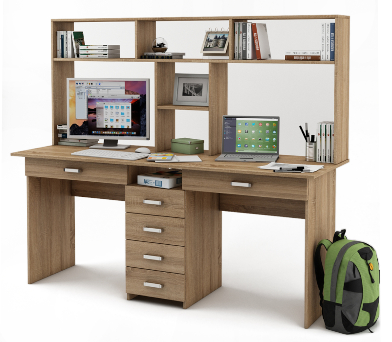 Прямые, Письменный стол Лайт-11Я с надстройкой