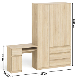 Компьютерный стол с тумбой с дверкой и ящиком левый и шкаф-комод Мори МШ1200-1