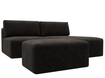 Диван угловой модульный с пуфом Лига-060 НПБ угол универсальный, велюр BRUT