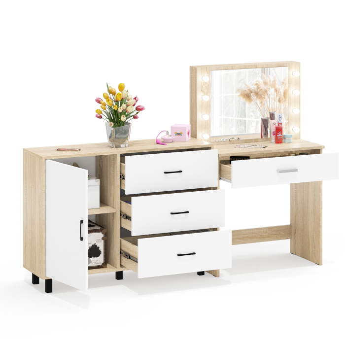 Туалетные столики, Косметический стол с подсветкой и выдвижным ящиком СТ-4 и комод 122-1204