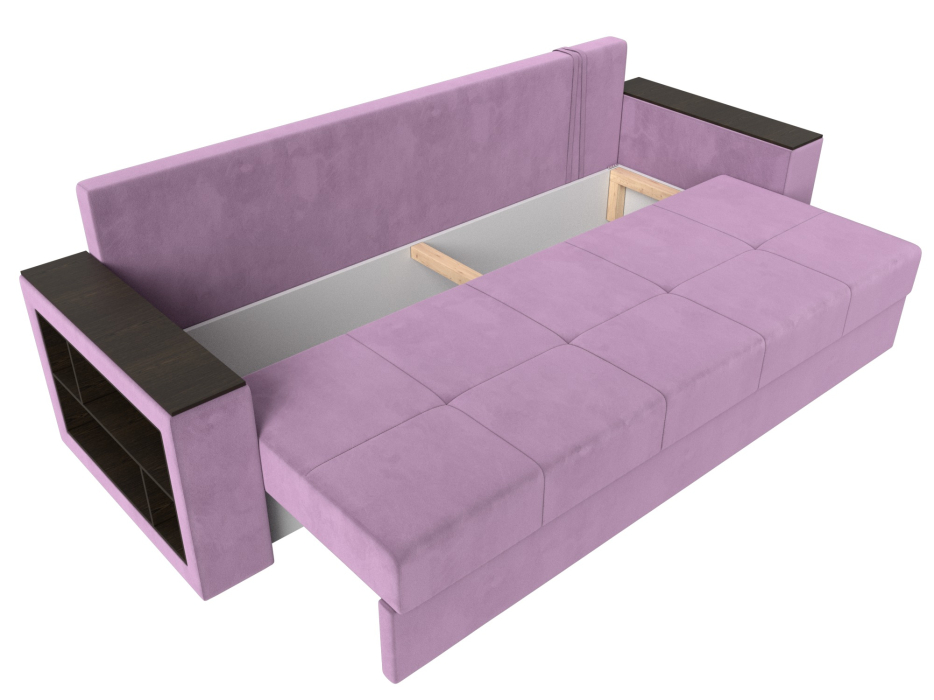 Диваны кровати со спальным местом, Диван прямой Дубай Лайт полки слева, микровельвет