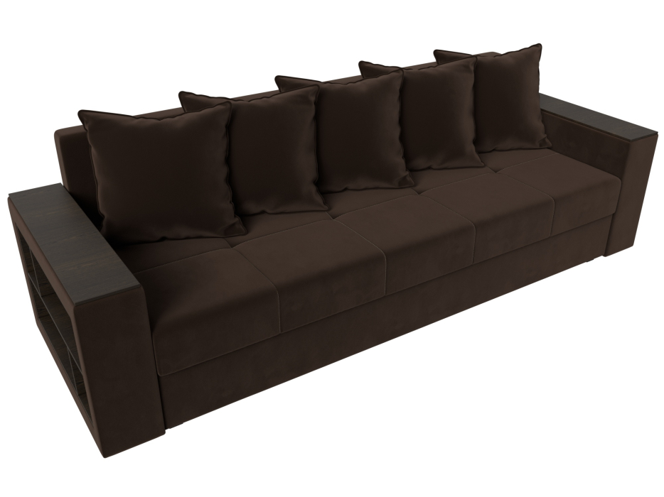 Диваны кровати со спальным местом, Диван прямой Дубай Лайт полки слева, микровельвет