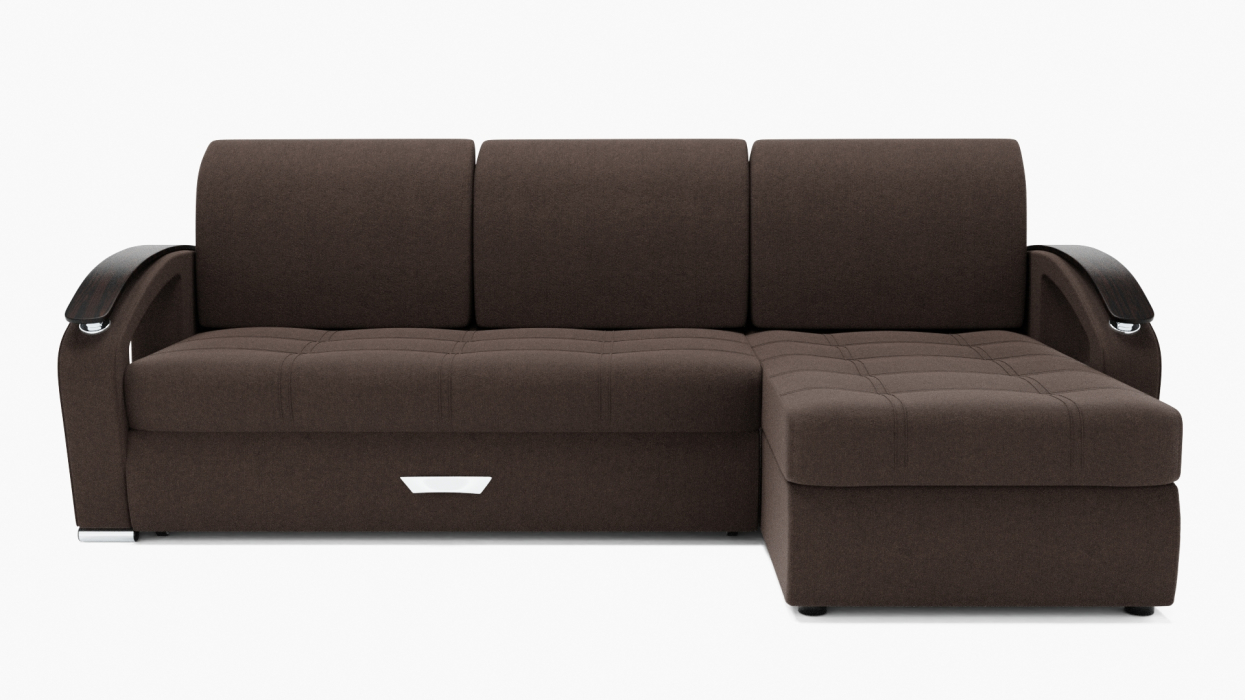 Диваны угловые в гостиную, Угловой диван Дубай-1 с оттоманкой ППУ, велюр