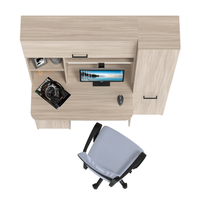 Прямые компьютерные столы, Комплект из компьютерного кресла и компьютерного стола Aльфа кресло серое