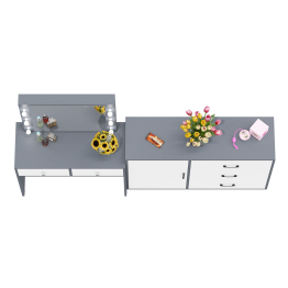 Стол туалетный для спальни с лампочками СТ-5 и тумба-комод 122-1204