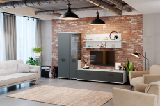 Стенки для гостиной, Модульная гостиная Грейс композиция 2  Снежный Ясень