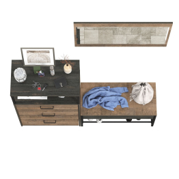 Комод с ящиками и обувница с сиденьем с зеркалом Трувор