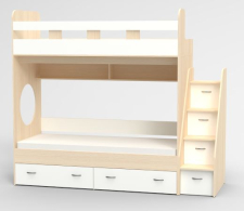Для подростка, Трехъярусная кровать Юниор,  Дуб Молочный