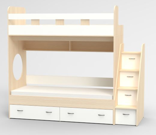 Для подростка, Трехъярусная кровать Юниор,  Дуб Молочный