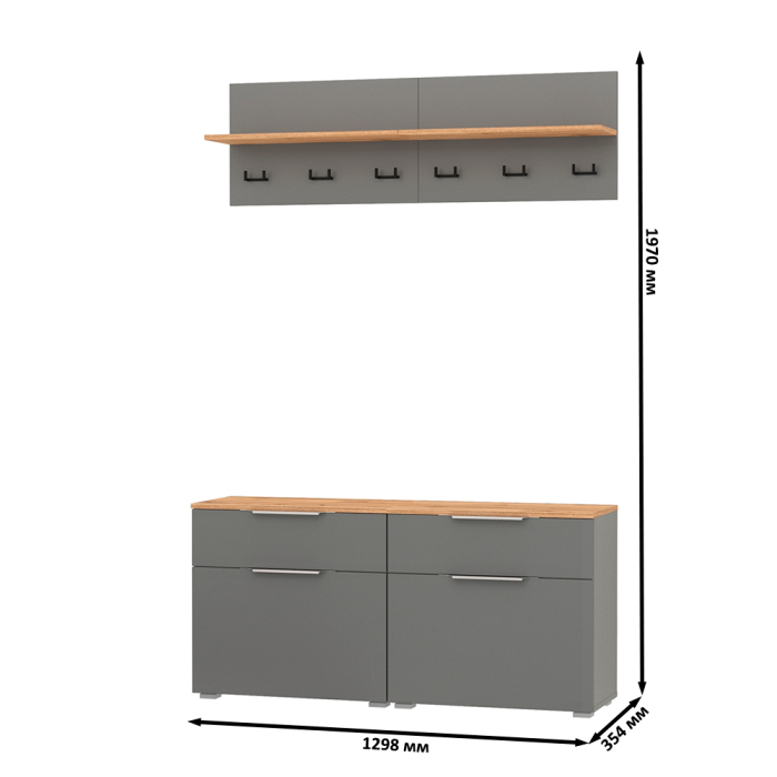 Прихожие, Две тумбы для обуви с ящиком и вешалкой с полкой Октава.